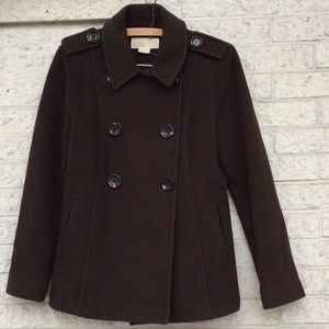 EUC Michael Kors Brown Wool Peacoat 6